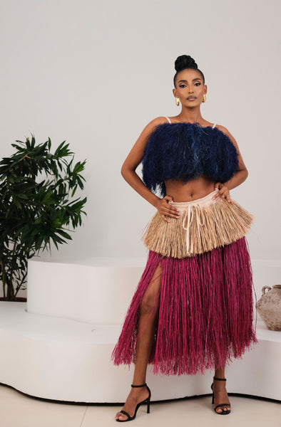Eki Kere Chi Raffia Skirt (Pink)