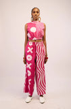 Dye Lab Pink and White Culottes
