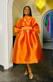 For Style Sake Gathered Silk Taffeta Dress (Orange)
