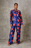 For Style Sake Print Silk/Chiffon Pant Set (Navy/Red)