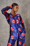 For Style Sake Print Silk/Chiffon Pant Set (Navy/Red)