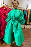 For Style Sake Gathered Silk Taffeta Dress (Green)