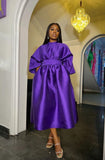 For Style Sake Gathered Silk Taffeta Dress (Purple)